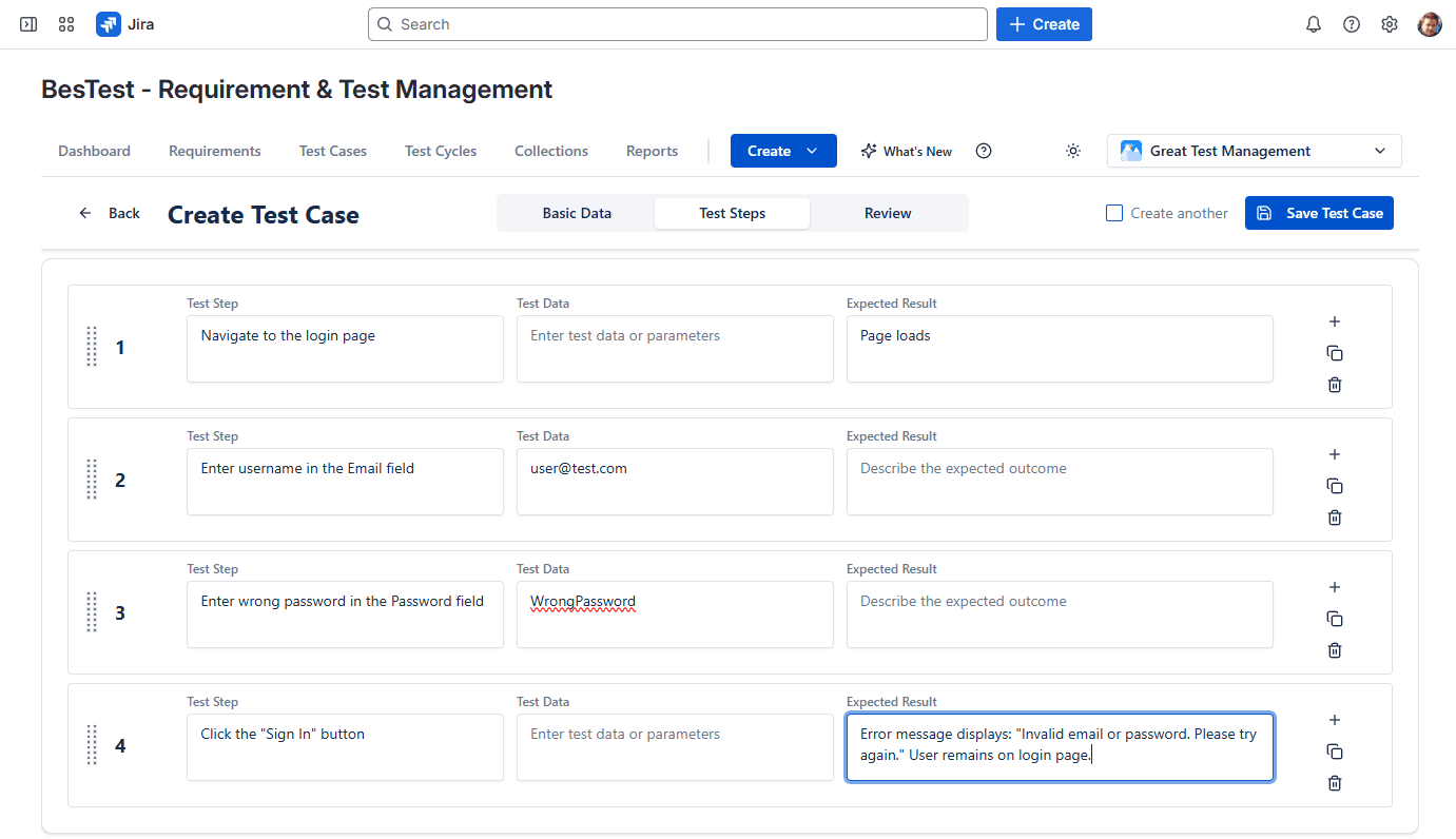 API Testing Management in Jira in BesTest