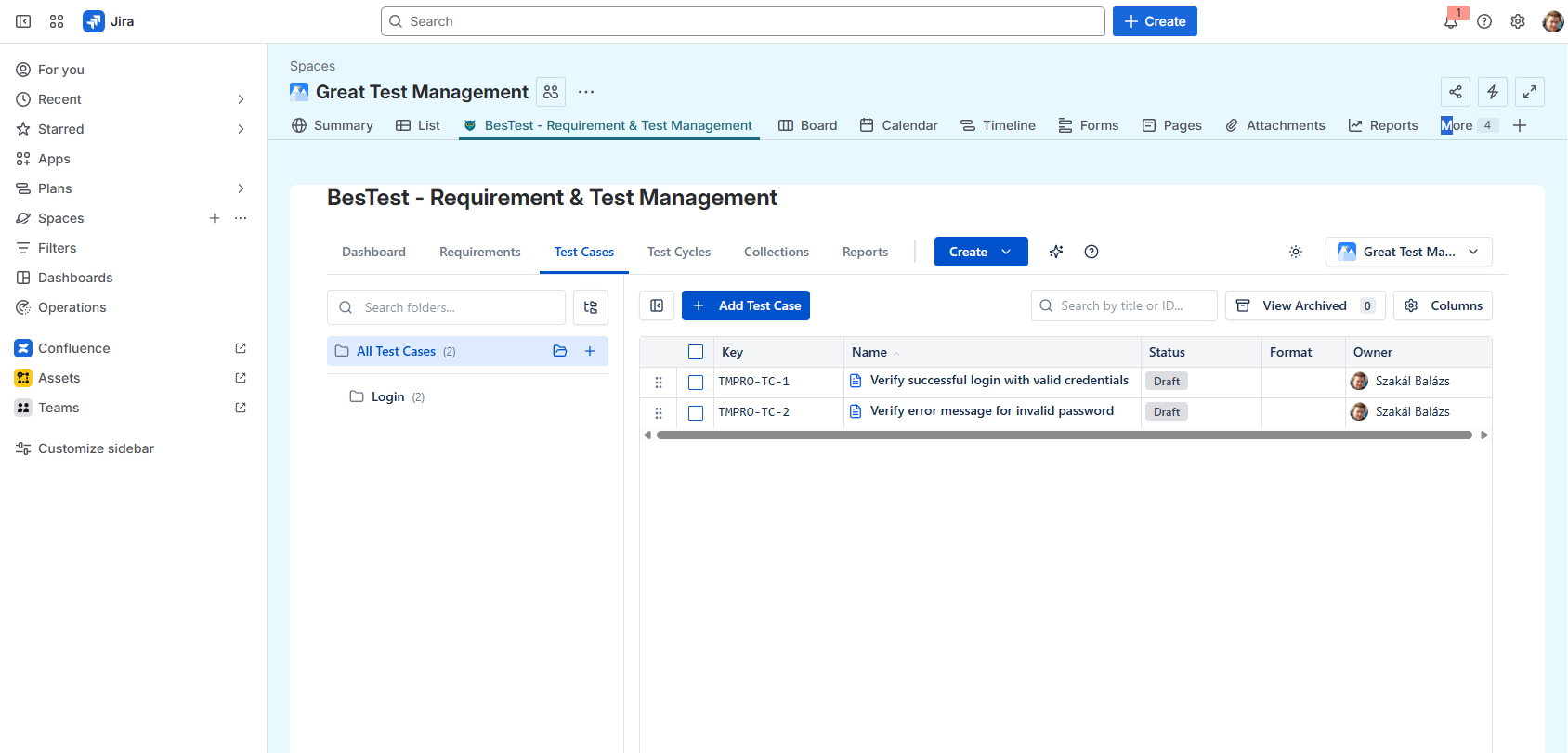 BesTest's Jira-native UI