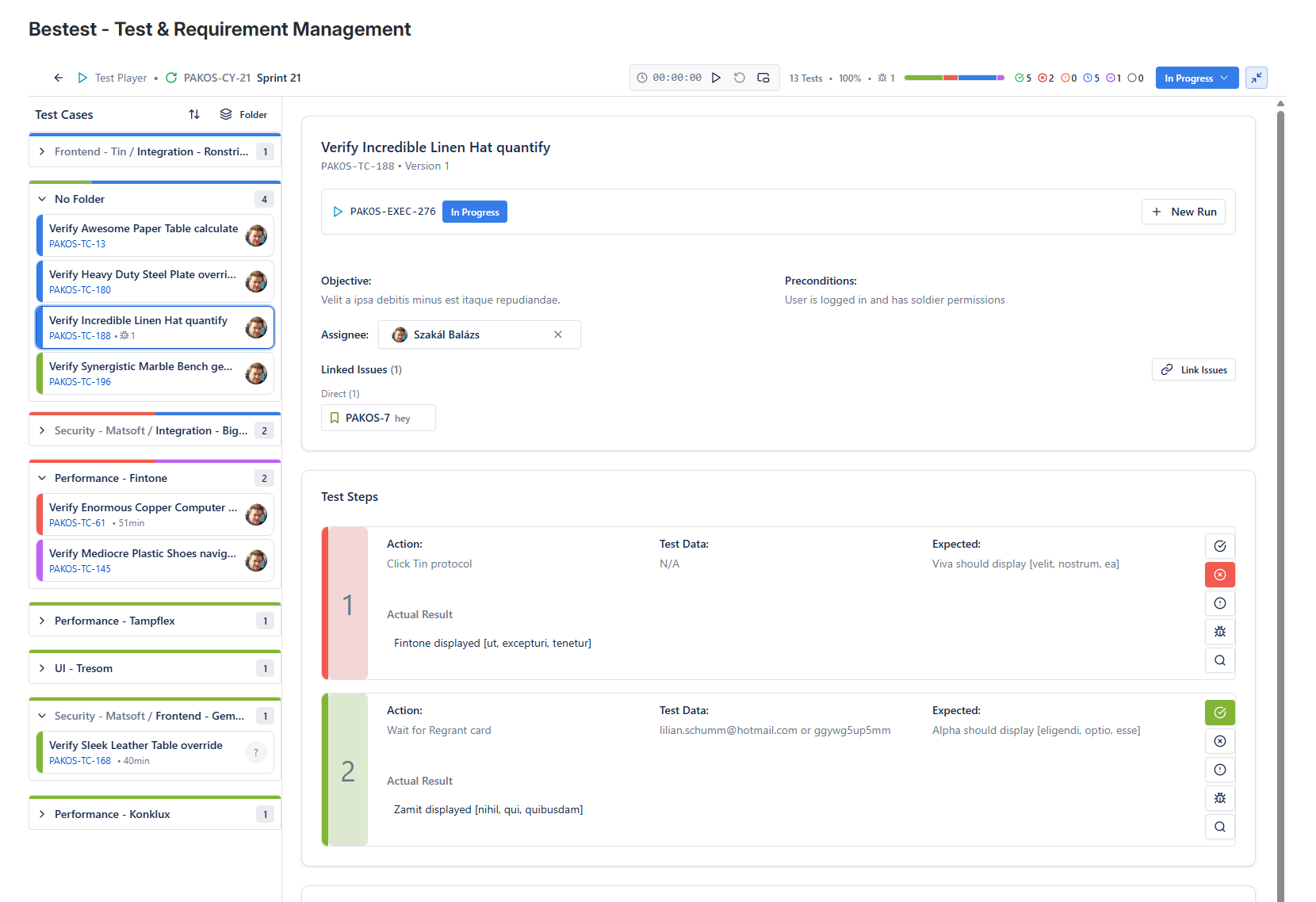 BesTest test execution interface