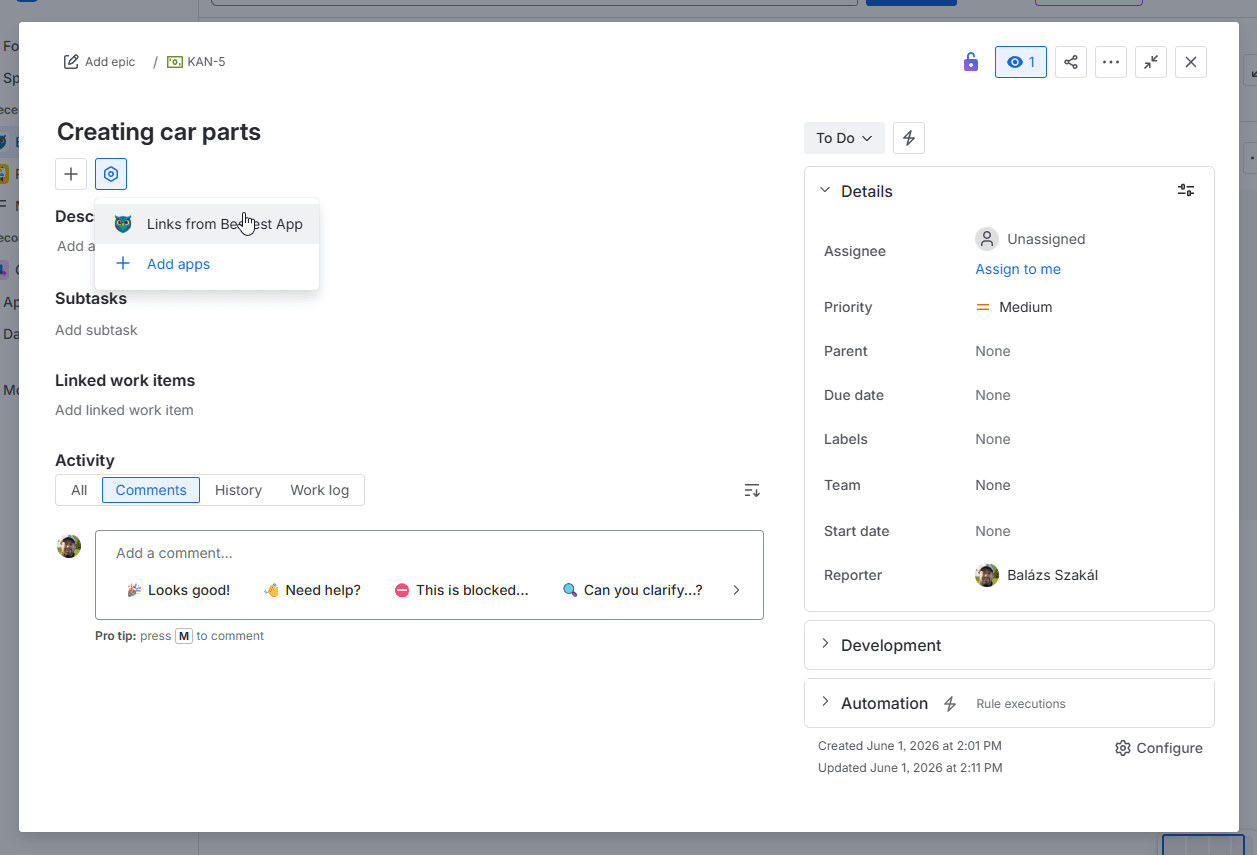 Enable BesTest panel for work items